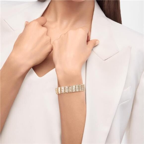 Gold Plated CZ Tennis Bracelet for Women Sparkly Adjustable Dainty Jewelry Gift - Picture 3 of 7